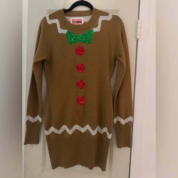 Tipsy Elves Sweaters - Tipsy Elves Women’s Gingerbreak sweater dress - long sweater. Sz Small.